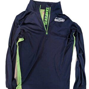 Seattle Seahawks Youth Medium Pullover Sweater Navy Green NFL 1/4 Zip Unisex